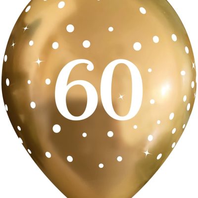 11″ Latex Balloons Sparkling Fizz Gold 60th x 6pcs