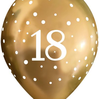 11″ Latex Balloons Sparkling Fizz Gold 18th x 6pcs