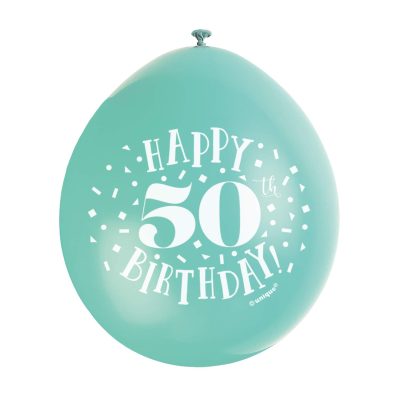 Happy 50th Birthday Assorted Colors Latex Balloons (22cm) Pack of 10 – Festive & Fun Party Decorations
