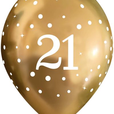 11″ Latex Balloons Sparkling Fizz Gold 21st x 6pcs